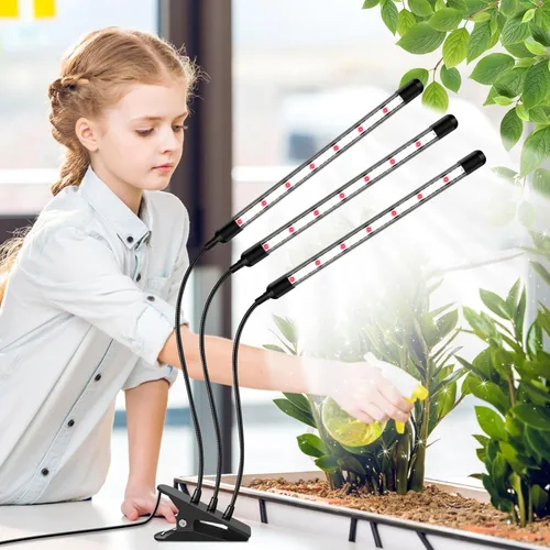 Miniatura 7 de SDOVUERC Tri-Heads - Luces de cultivo para plantas de interior, luces de espectro completo para cultivo en interiores con cuello de cisne ajustable