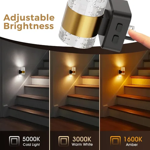 Miniatura 3 de Luz nocturna para enchufar en la pared, regulable, con sensor crepuscular, 3 colores de luz, blanco suave, blanco frío y ámbar, brillo ajustable