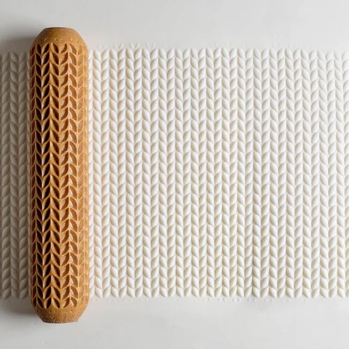 Miniatura 23 de MKM Pottery Tools Rodillos de mano grandes de madera para arcilla (BHR-01 Diagonal Basketweave)