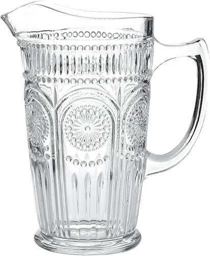 Kingrol Jarra de vidrio de 50 onzas, jarra de agua vintage para té helado, jugo, leche, bebidas, jarra de vidrio resistente al calor para agua