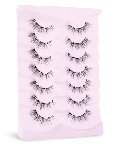 Miniatura 8 de Onlyall Pestañas postizas de ojo de gato, pestañas postizas naturales, pestañas postizas de ojo de zorro, 7 pares D5