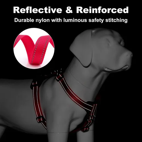 Miniatura 4 de Plutus Pet Arnés ajustable sin tirones para perro con detalles de cuero, chaleco de nailon reflectante resistente para entrenamiento, senderismo