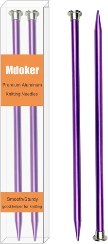 Miniatura 11 de Mdoker Agujas de tejer de aluminio de 13.8 pulgadas, aguja de tejer para suéter de metal recto de un solo punto de color para proyectos de tejer