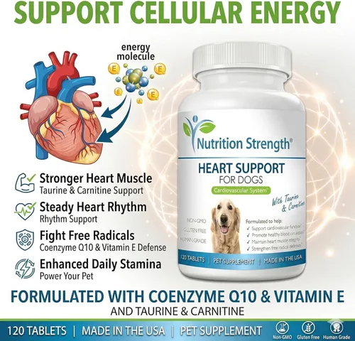 Miniatura 6 de Apoyo cardíaco para perros con taurina y carnitina, promueve la circulación sanguínea, apoya la función cardiovascular, integridad muscular cardíaca