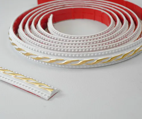 Miniatura 6 de Colamo Tira de calafateo blanca cromada de 16.4 pies para bordes, cuerpo lateral, molduras adhesivas flexibles y adornos para pared, espejo, techo