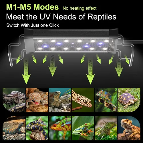 Miniatura 4 de Luz LED UVB de 8 W para reptiles, luz de terrario, luz extensible para tanque de reptiles con controlador y atenuación y 5 modos UVI de espectro