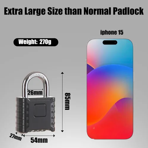 Miniatura 2 de Cerradura de combinación de 4 dígitos de alta resistencia, gran resistencia, desbloqueo con un toque, función antierror, candado impermeable de alta