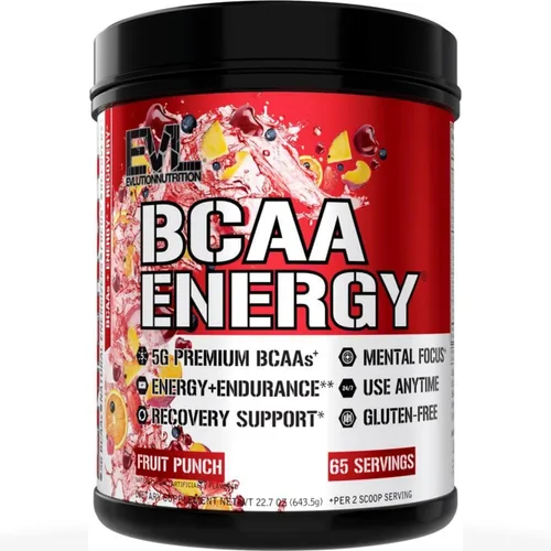 Evlution Nutrition BCAA Energy - Suplemento de aminoácido energizante de alto rendimiento para el desarrollo muscular, recuperación, resistencia y