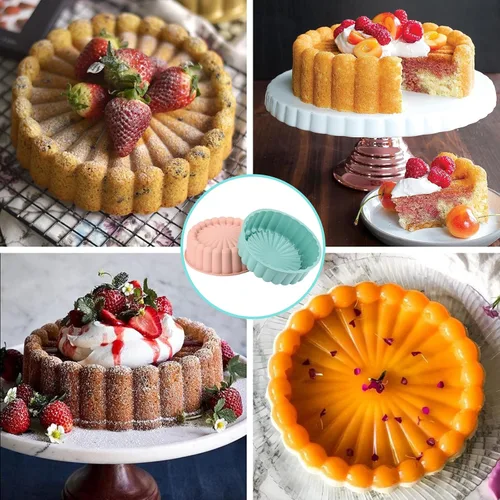 Miniatura 5 de HUAKENER 2 moldes para pasteles Charlotte, molde redondo de 8 pulgadas, moldes de silicona antiadherentes para pastel de queso, pastel de chocolate