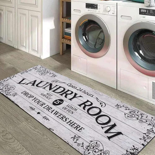 Miniatura 13 de Lahome Alfombra de pasillo para lavandería estilo granja 20"x59" Alfombras y alfombras para lavandería Antideslizante Lavable Alfombra de pasillo