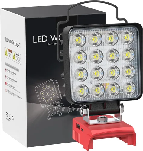 Miniatura 12 de LIVOWALNY Luces de Trabajo LED Compatibles con Batería Milwaukee de 18V, 100W 10000LM Luz de Inundación de 7" Portátil con Puerto de Carga USB