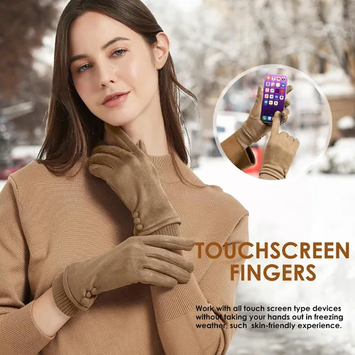 Miniatura 3 de Dsane Guantes de invierno para mujer, resistentes al viento, con forro polar, gruesos y cálidos