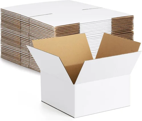 Miniatura 9 de Eupako Cajas de envío pequeñas, 6 x 4 x 4 x 4, paquete de 30 unidades, cajas de cartón corrugado, cajas de cartón para embalaje de pequeñas Blanco