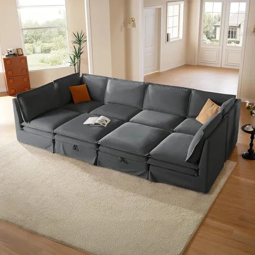 Miniatura 26 de Sofá modular lavable de gran tamaño de 89 pulgadas, sofá nube con funda totalmente extraíble, sofás seccionales para sala de estar, tela