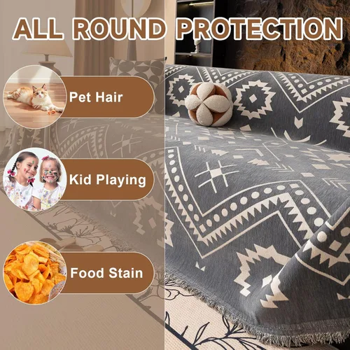 Miniatura 183 de VClife Fundas de sofá bohemio de felpilla para sofá seccional, fundas de sofá suaves y antideslizantes para sofá de 2 cojines, protector de muebles