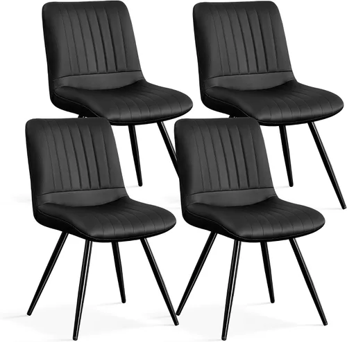 Miniatura 33 de Sillas de comedor, modernas sillas de comedor con cojines gruesos, sillas tapizadas de piel sintética para cocina, comedor con patas de metal