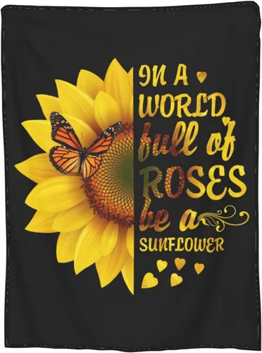 Manta de mariposa de girasol, suave, cálida, ligera, acogedora manta de felpa para cama, sofá, oficina, decoración de regalos para niños y mujeres,