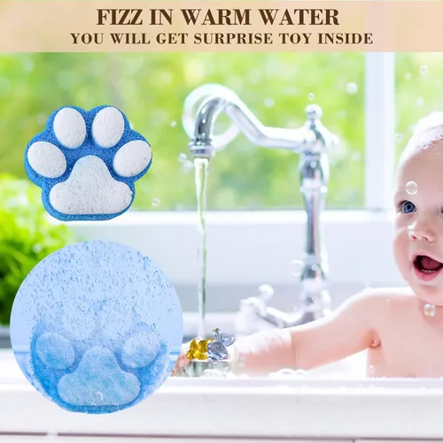 Miniatura 6 de Bomba de baño de patas para niños con juguetes sorpresa en el interior, 12 piezas coloridas hechas a mano de bola de baño natural con juguetes