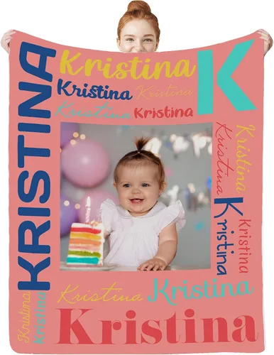 Miniatura 21 de Manta personalizada con nombre para bebés, niños y niñas, mantas de bebé personalizadas con nombre para adultos y niños, manta personalizada