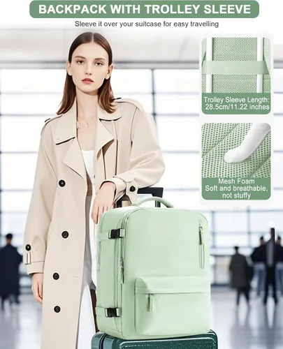 Miniatura 6 de VGCUB Mochila grande de viaje para trabajo, negocios, mochila para computadora portátil aprobada para vuelo, para mujeres y hombres, mochila