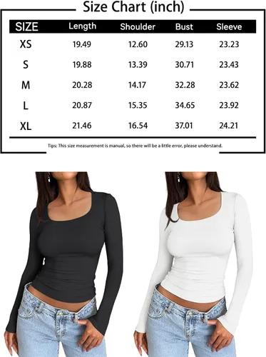 Miniatura 6 de Trendy Queen Camisetas de manga larga para mujer, básicas, de doble capa, ajustadas, ajustadas, Y2K, ropa de invierno 2024
