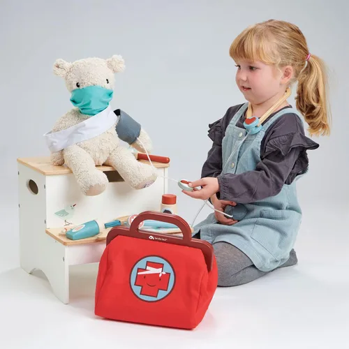 Miniatura 5 de Tender Leaf Toys - Bolsa de doctor - Kit médico de juguete de simulación de doctor - Promueve el juego de rol imaginario y creativo, ayuda a crear