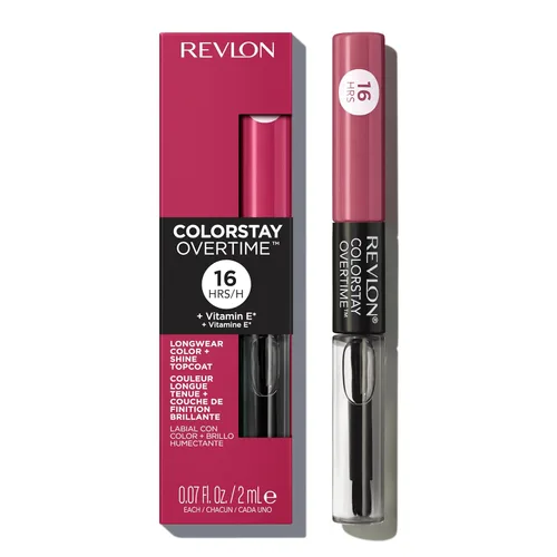 Miniatura 26 de Revlon - Lápiz labial líquido Overtime con brillo de labios transparente, maquillaje facial ColorStay, doble extremo con vitamina E en ciruela/baya