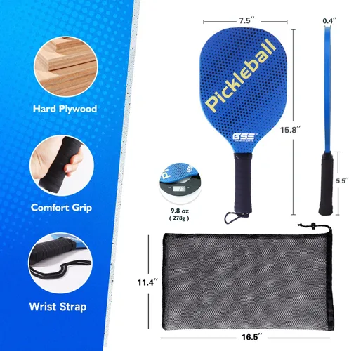 Miniatura 2 de GSE Games & Sports Expert Juego de palas de pickleball con raquetas ligeras de pickleball y bolas de pepinillo para interiores y exteriores y bolsa