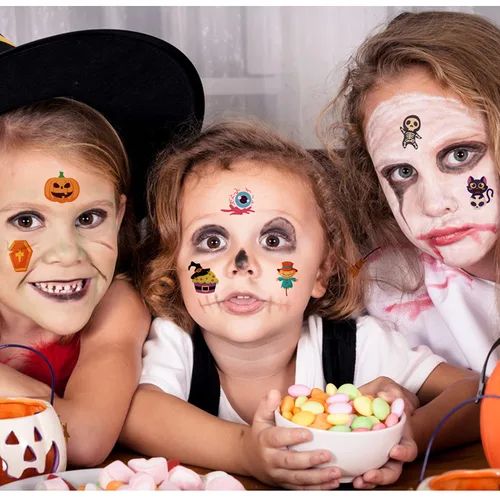 Miniatura 6 de LOMIMOS 120 tatuajes temporales de Halloween, calcomanías extraíbles impermeables para niños y adultos, recuerdos de fiesta, decoración