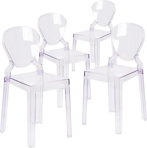 Miniatura 6 de Flash Furniture Silla Theo Ghost con respaldo de lágrima en cristal transparente