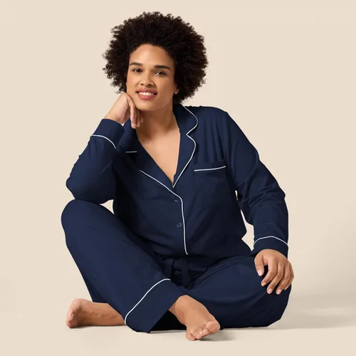 Miniatura 7 de Tienda Essentials - Pijama de modal de algodón para mujer, conjunto de camisa de manga larga y pantalones largos