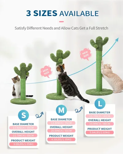 Miniatura 2 de MADE 4 PETS - Poste rascador de gato de 25.6" con cactus, rascador de gato con cuerda de sisal para gatitos, poste vertical para rascar para gatos