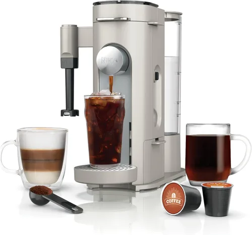 Ninja Pod & Grounds - Cafetera especializada de una sola porción, compatible con cápsulas K-Cup, prepara café molido, diseño compacto, espumador de