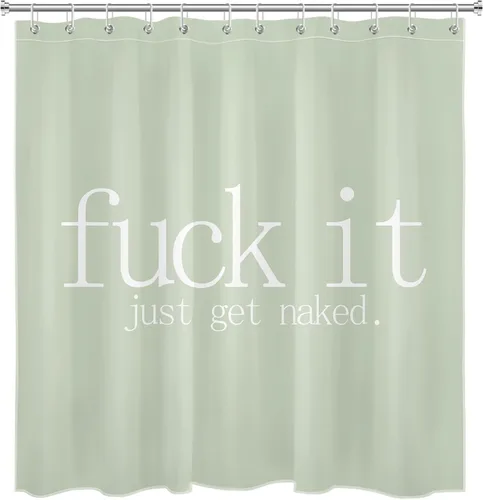 Miniatura 6 de LB Fuck It Get Naked - Juego de cortinas de ducha con alfombras con citas divertidas, cortina de ducha de tela verde salvia con ganchos, juego