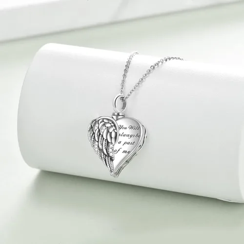 Miniatura 28 de YFN Collares de urna para cenizas, de plata de ley, alas de ángel de la guarda, collares de urna para cenizas, cremación de mascotas, joyería