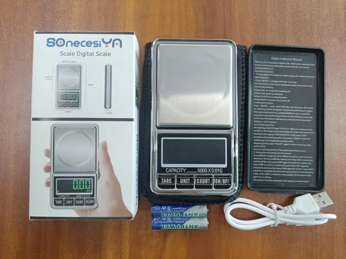 Miniatura 8 de Báscula digital de bolsillo para joyería, 17.64 oz, 0.00 oz, precisión recargable por USB, portátil, mini gramos, báscula de alimentos para moneda