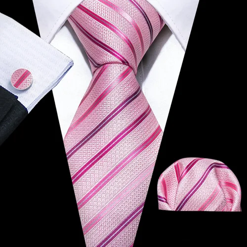 Miniatura 27 de Barry.Wang Juego de corbatas para hombre, corbata de seda a rayas, tejido a cuadros, gemelos formales, negocios, boda