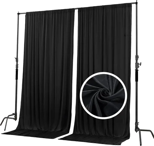Miniatura 3 de Cortina de fondo negra de 10 x 10 pies para fiesta, cortinas de fondo para sesión de fotos, cumpleaños, boda, Halloween, Acción de Gracias, Navidad