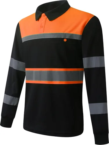 Camisas de seguridad HoliSecure para hombre, camisas polo reflectantes de alta visibilidad para hombre con bolsillo, ropa de trabajo de manga corta