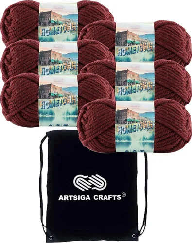 Miniatura 80 de Lion Brand Hometown New York White 135-100 (3 madejas - mismo lote de tinte) #6 S Bulky - Hila acrílica para crochet y tejer con bolsa para proyectos
