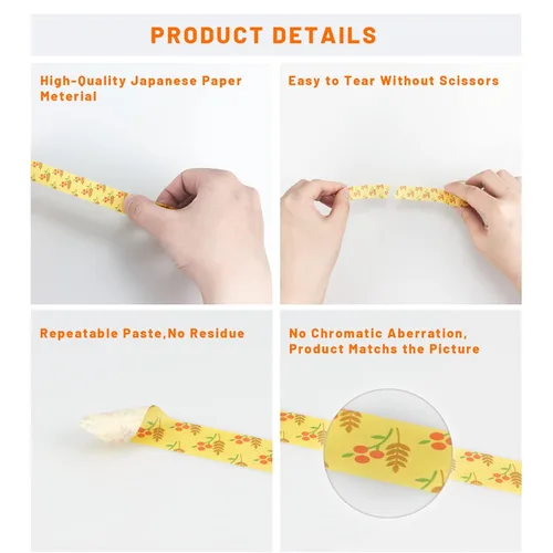 Miniatura 6 de Juego de 12 rollos de cinta washi de otoño para diario de viñetas, manualidades, álbumes de recortes, envoltura de regalos, cinta decorativa
