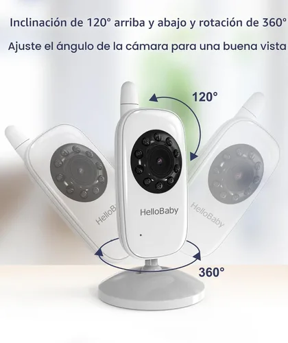 Miniatura 9 de HelloBaby Monitor sin WiFi Video Baby Monitor con cámara y audio - Pantalla de 3.2 pulgadas, conversación de 2 vías, visión nocturna, 8 canciones