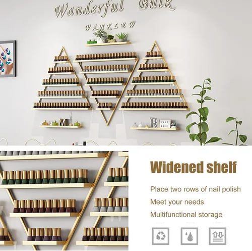 Miniatura 6 de Estante organizador de perfume montado en la pared, estante triangular de metal para esmalte de uñas, estante de exhibición de aceites esenciales