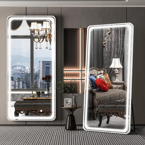 Miniatura 12 de Hasipu - Espejo de cuerpo entero con luces, 56 x 16 pulgadas, espejo de pie con led para montaje en pared para sala de estar, dormitorio y Negro