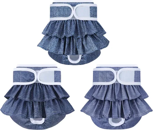 Miniatura 12 de Pañales Reutilizables para Perras Hembras Paquete de 3 Pañales Lavables Altamente Absorbentes para Perras, Pañales Flexibles para Perras, A Prueba