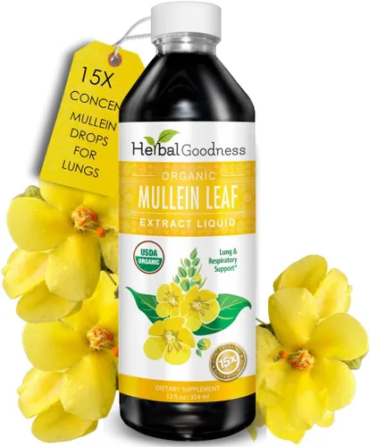 Miniatura 8 de Herbal Goodness Extracto de hoja de gordolobo - Gota de gordolobo para desintoxicación de pulmones, propiedades de expectorantes herbales
