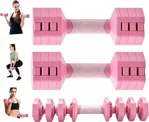 Miniatura 10 de Shaking Weight Adjustable Dumbbell Set 22-66 lbs, 5LB Pink & 25LB Black for Men & Women, Home Gym Equipment, Full Body Workout, Arm Training