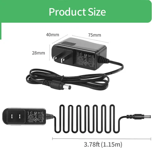 Miniatura 3 de Paquete de 2 adaptadores de fuente de alimentación de CA a CC de 12 V 0.5 A 500 mA, enchufe de 0.217 in x 0.083 in con certificación UL FCC