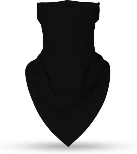Miniatura 3 de YAYOUREL Polaina de cuello negro sólido para hombres y mujeres, cubrebocas de verano UV para la cara, cubierta de máscara con agujero