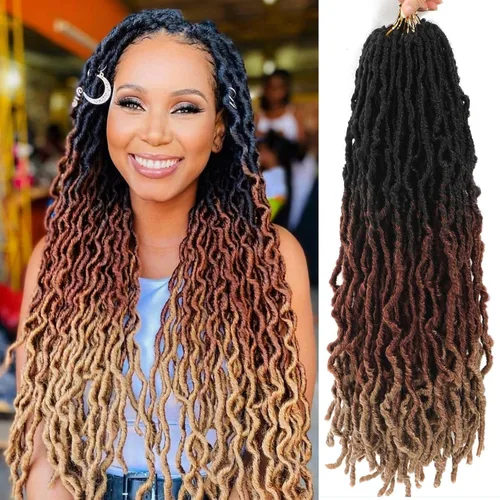 Miniatura 39 de Extensiones de cabello de ganchillo suaves de 22 pulgadas, 7 paquetes de rastas sintéticas preenlazadas para mujeres negras, extensiones de cabello
